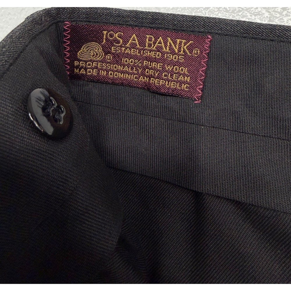 vtg Y2K Jos A Bank 34x30 Charcoal Dress Pants Trousers Pleated Cuffed Wool - Picture 7 of 8